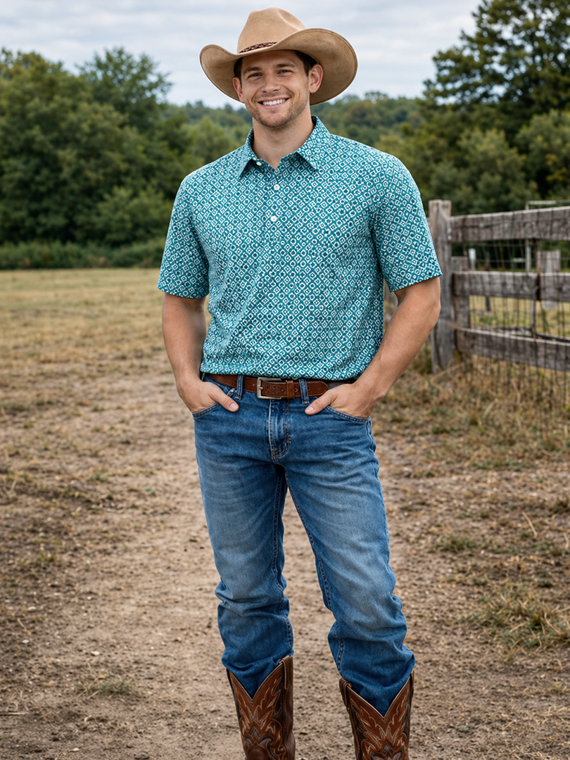 Men's Western Knit Polo with Snaps