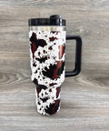 COW WESTERN STAINLESS STEEL TUMBLERS CUP 40oz: Brown