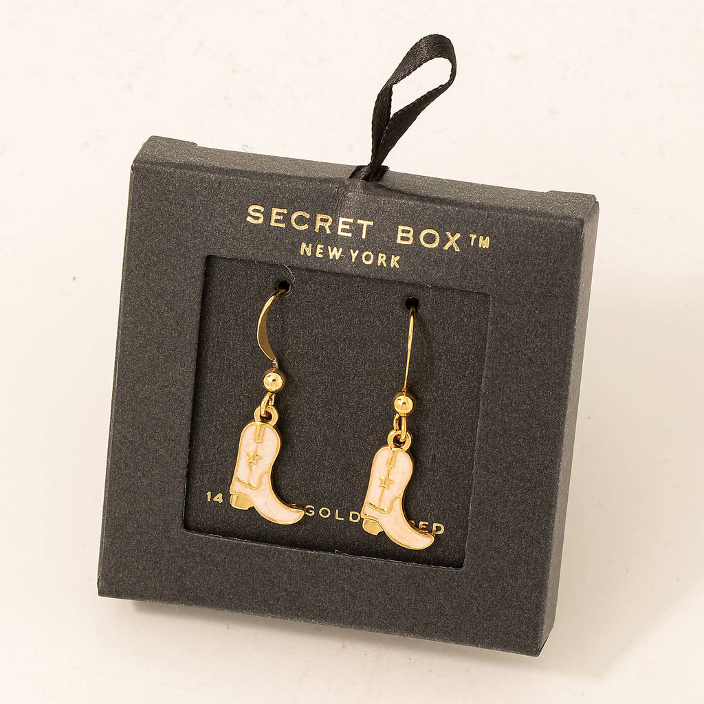 Secret Box Western Cowboy Boot Earrings: TQ