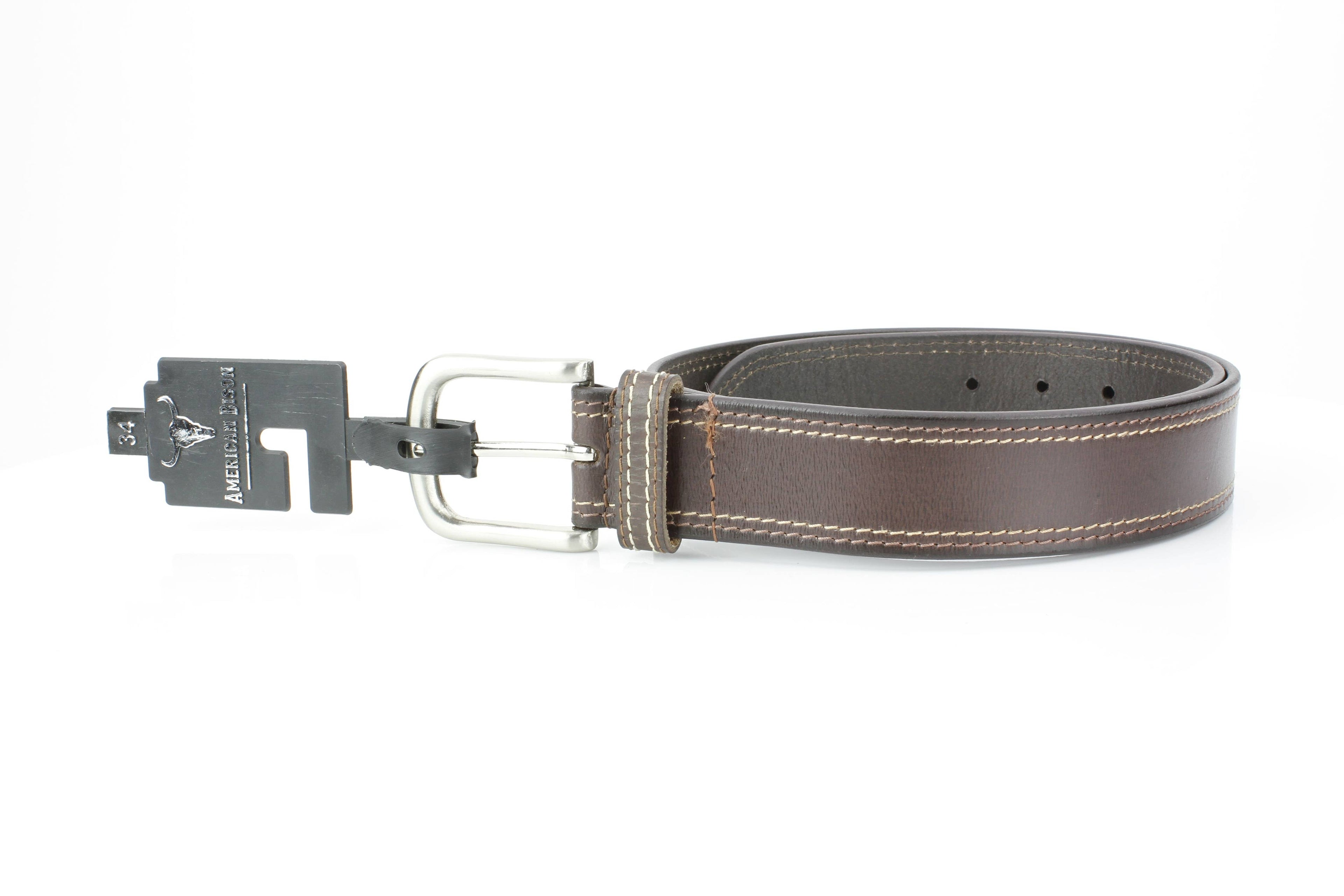 Men’s Classic Leather Belt with Top Stitch ABB 21 2521: Black