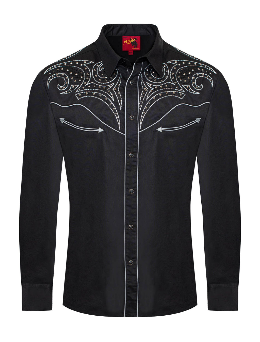 Men's Western Cowboy diamond studded Embroidery Shirt: 1001 / XL