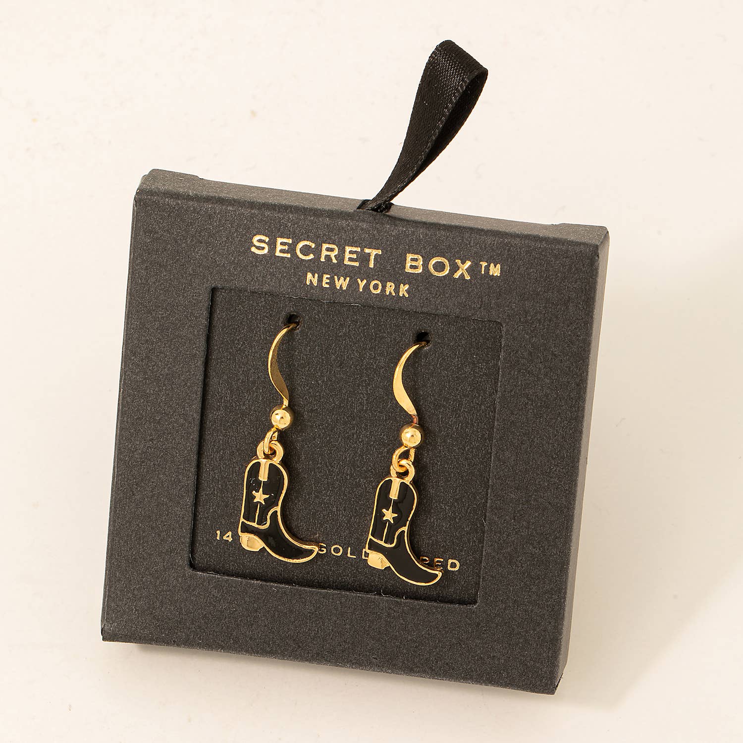 Secret Box Western Cowboy Boot Earrings: TQ