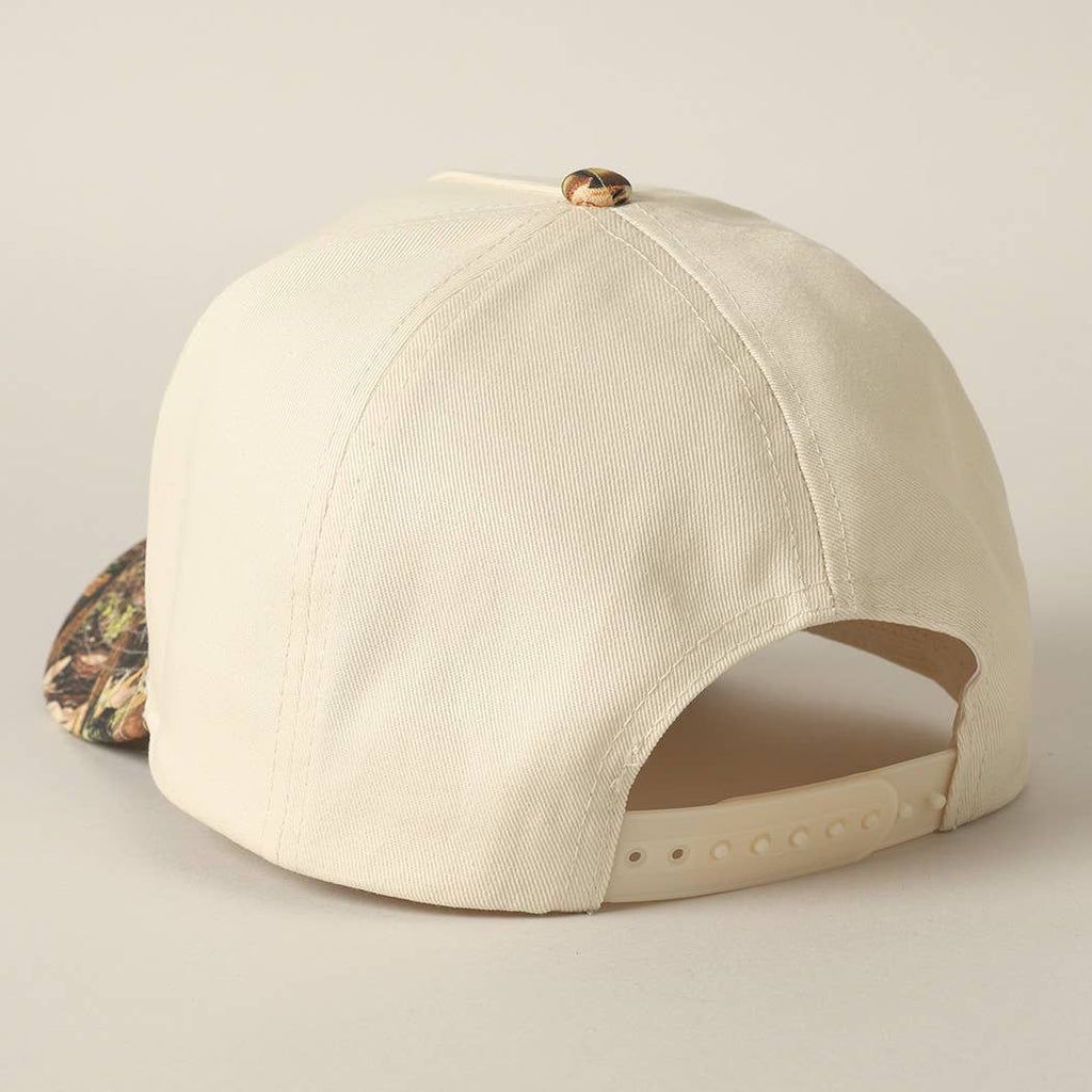 COWGIRL Lettering Embroidery Camo Two-Tone Cap: CAMO-BROWN / ONE SIZE