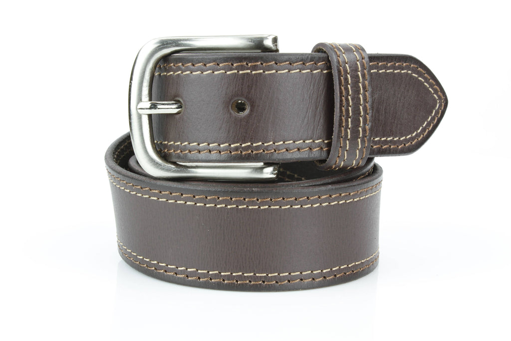 Men’s Classic Leather Belt with Top Stitch ABB 21 2521: Black