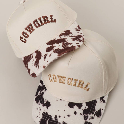 COW GIRL Embroidered Animal Print Trucker Hat: BLKBE / One Size