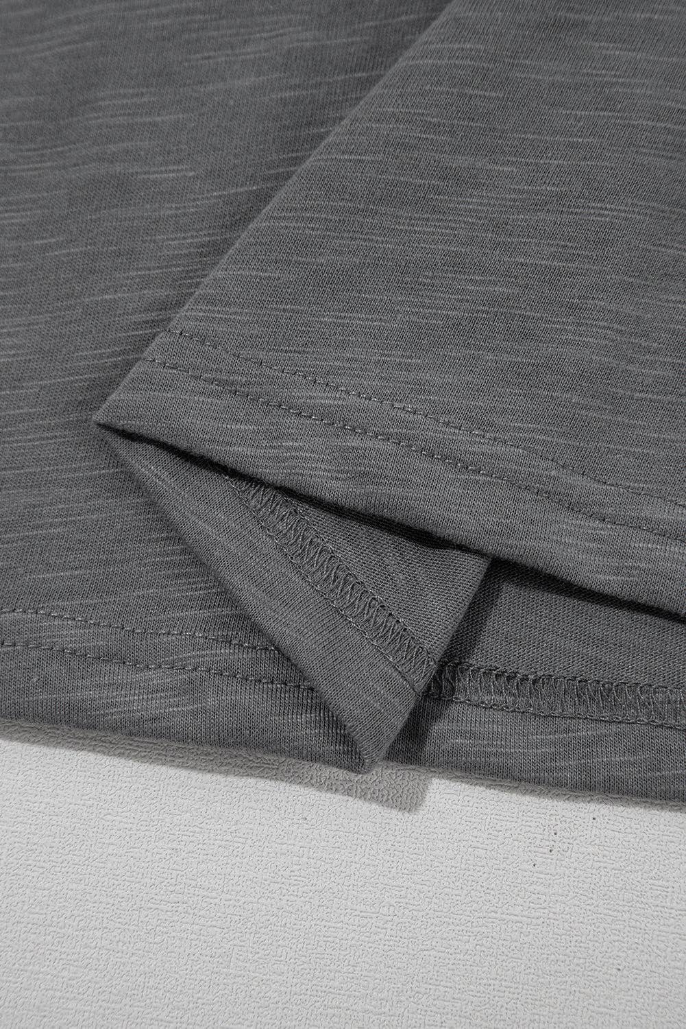 Dark Grey Ruffle Sleeve Tee Casual Summer Top: Dark Grey