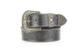 Black Tooled Leather Belt with Floral Filigree ABB 14-2630