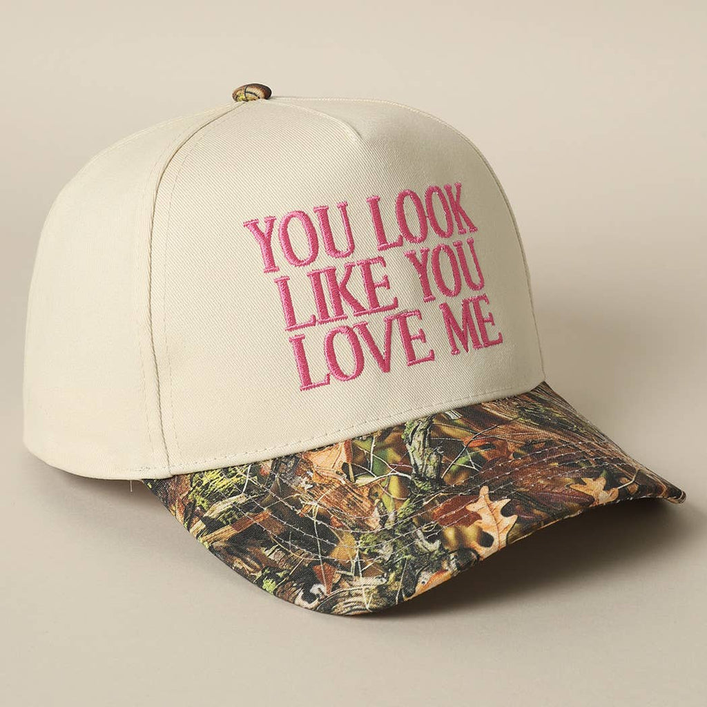 You Look Like You Love Me Embroidery Camo Trucker: CAMO-BLACK / ONE SIZE