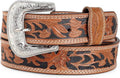 Leather Light Brown Belt with Vintage Silver Buckle: 44