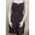 PLUS SIZE DITSY FLORAL TIE WAIST TIERED MIDI DRESS: Black