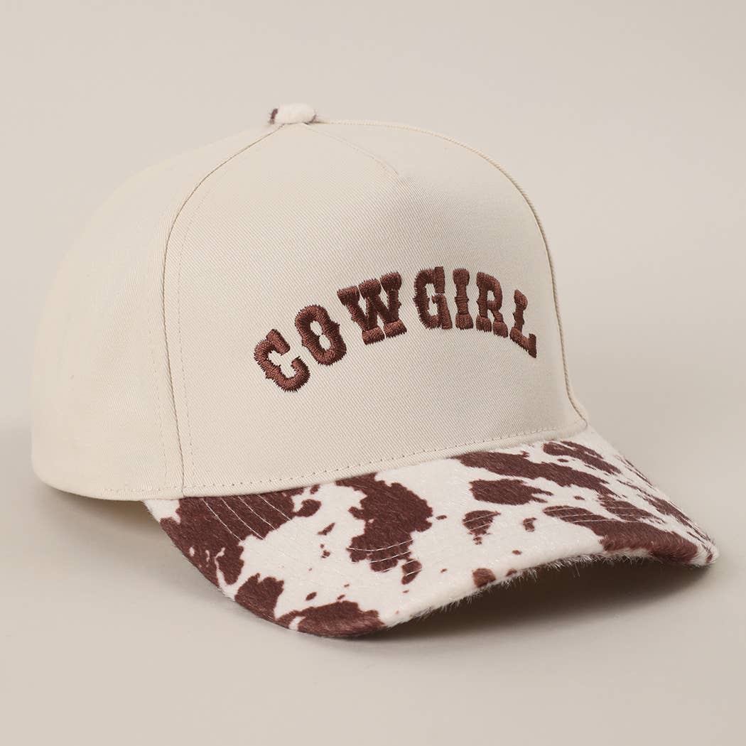 COW GIRL Embroidered Animal Print Trucker Hat: BLKBE / One Size