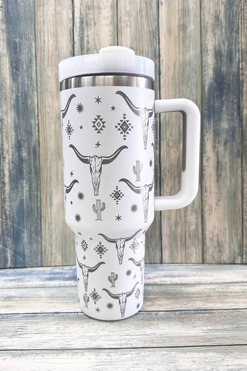 LONGHORN STAINLESS STEEL TUMBLERS CUP 40oz: Turquoise