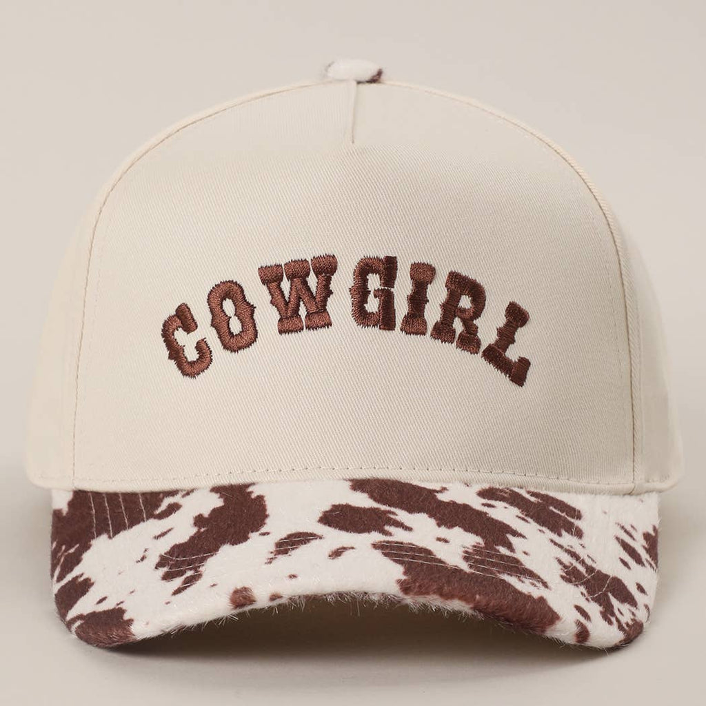 COW GIRL Embroidered Animal Print Trucker Hat: BLKBE / One Size