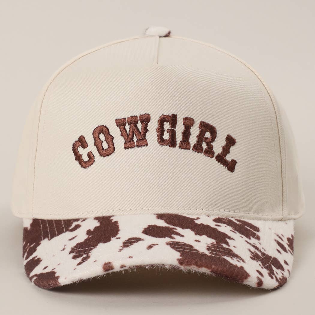 COW GIRL Embroidered Animal Print Trucker Hat: BLKBE / One Size