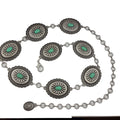 Women's Western Oval Concho Chain Belt with Stones: Cream