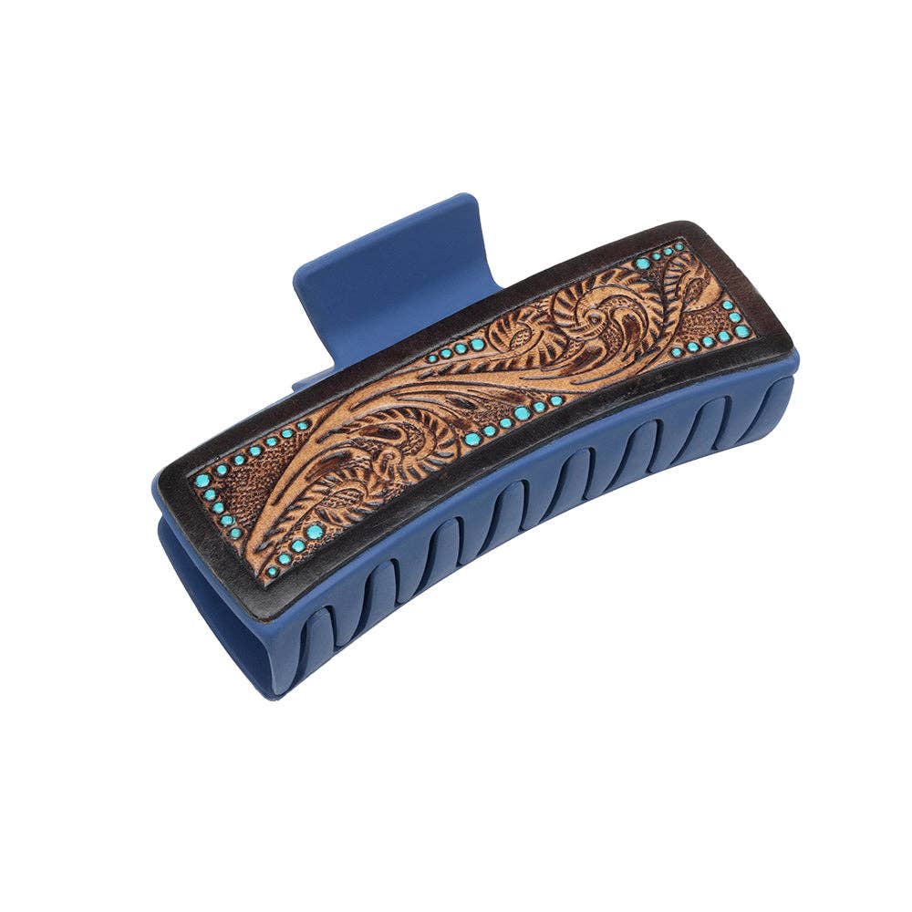 Sage Serenade Hair Comb Clip: Hand-Tooled