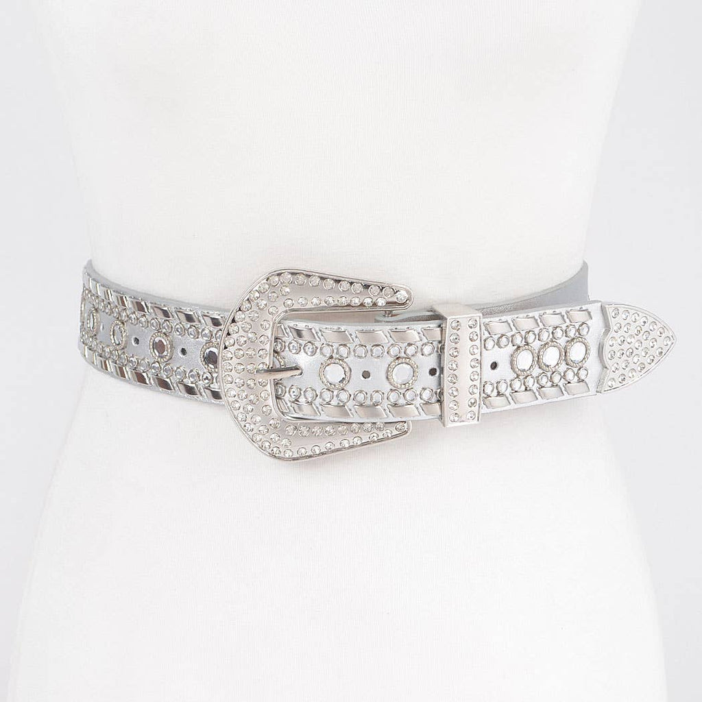 Rhinestone Metal Studded Multi Metal Belt PB8610: LBL