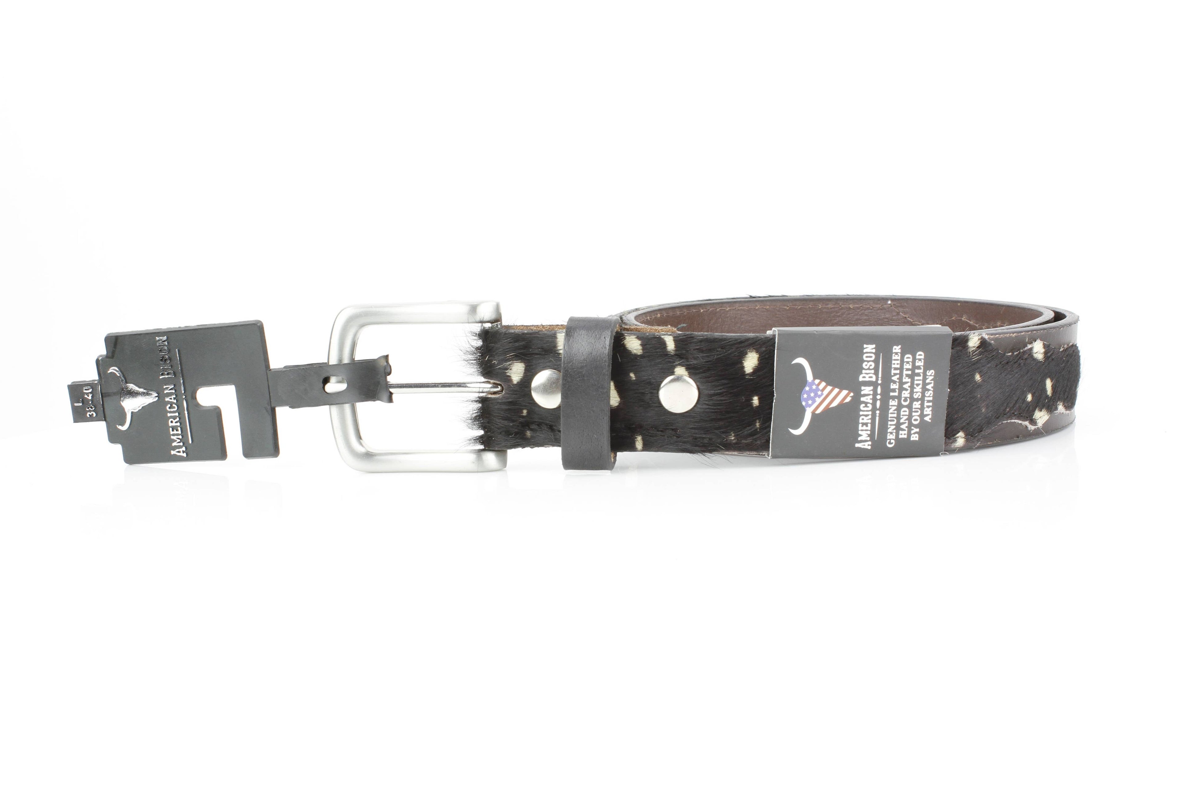 Western Black Hair-on-Hide Patch Leather Belt ABB 14-2627