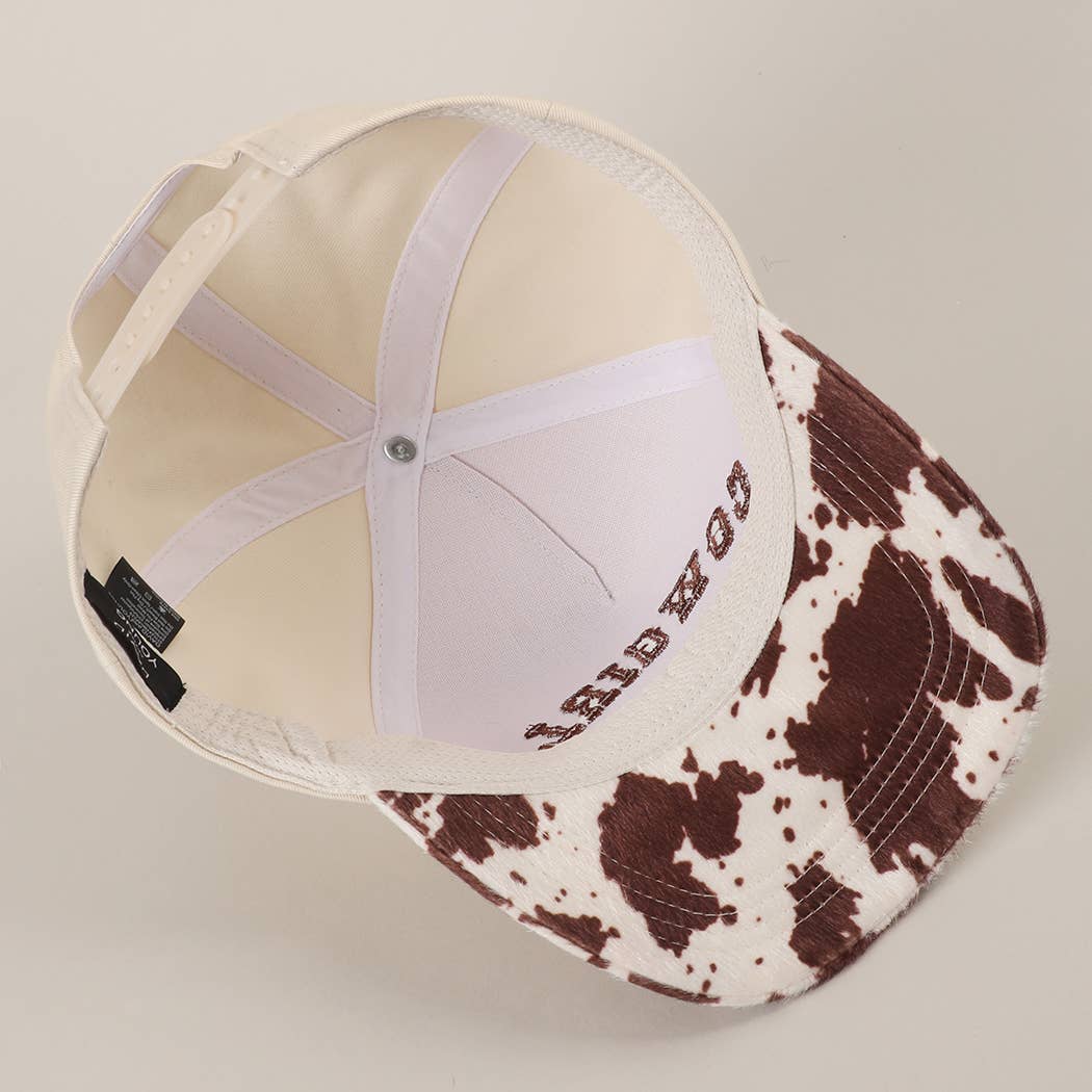 COW GIRL Embroidered Animal Print Trucker Hat: BLKBE / One Size