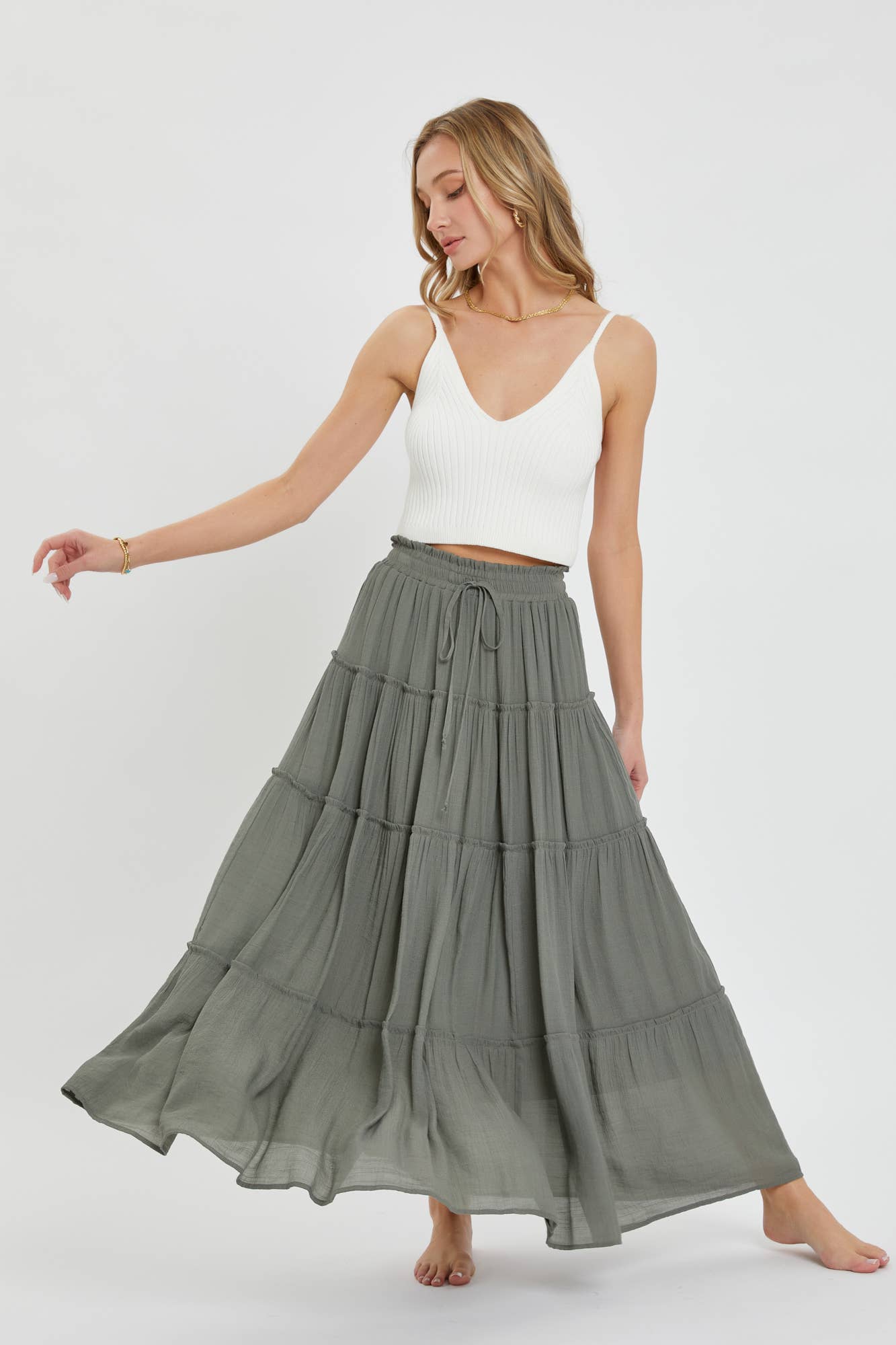 TIERED MAXI SKIRT