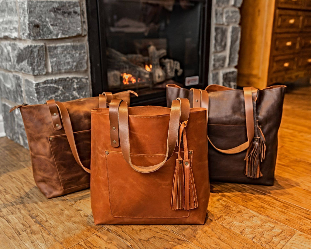 Classic Leather Tote: Saddle Brown