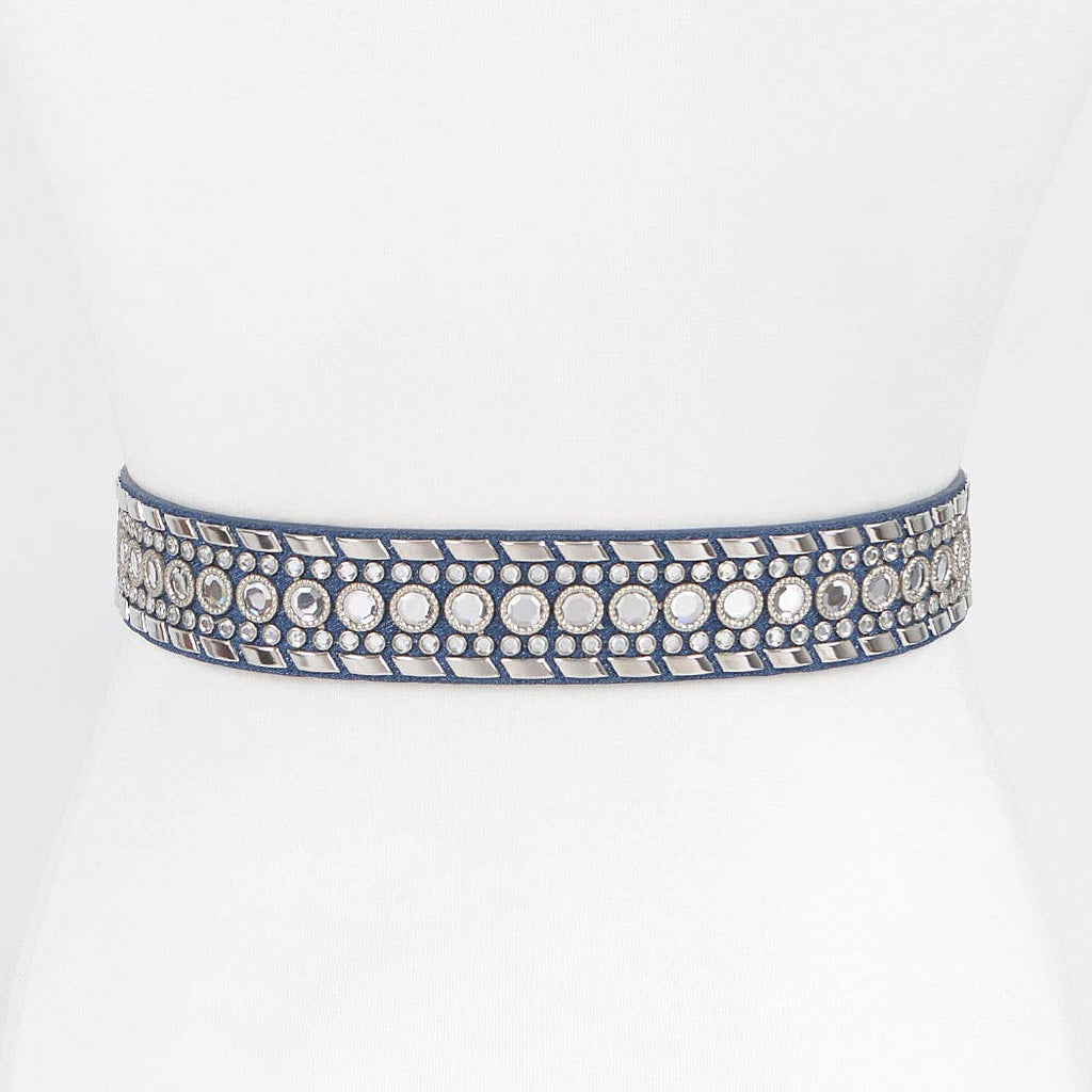 Rhinestone Metal Studded Multi Metal Belt PB8610: LBL