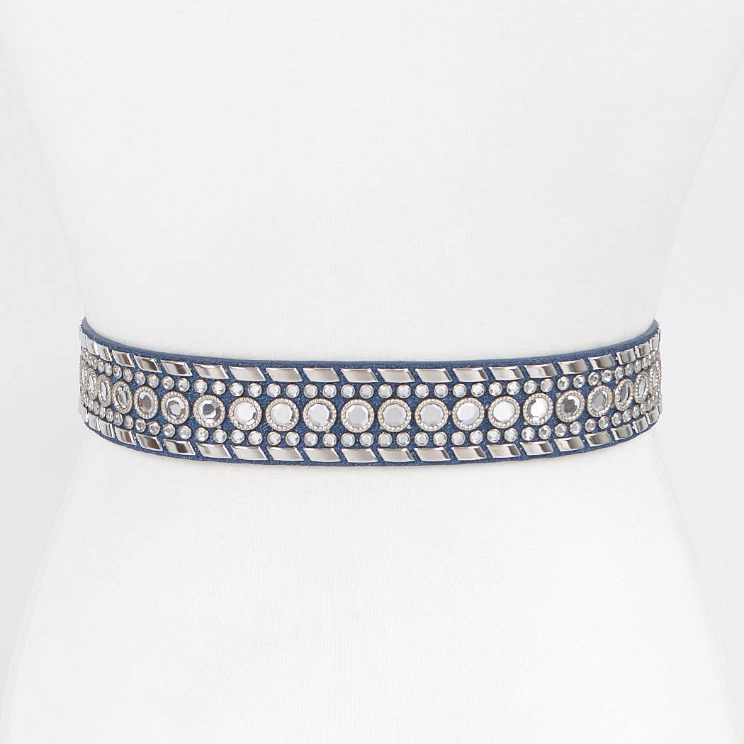 Rhinestone Metal Studded Multi Metal Belt PB8610: LBL