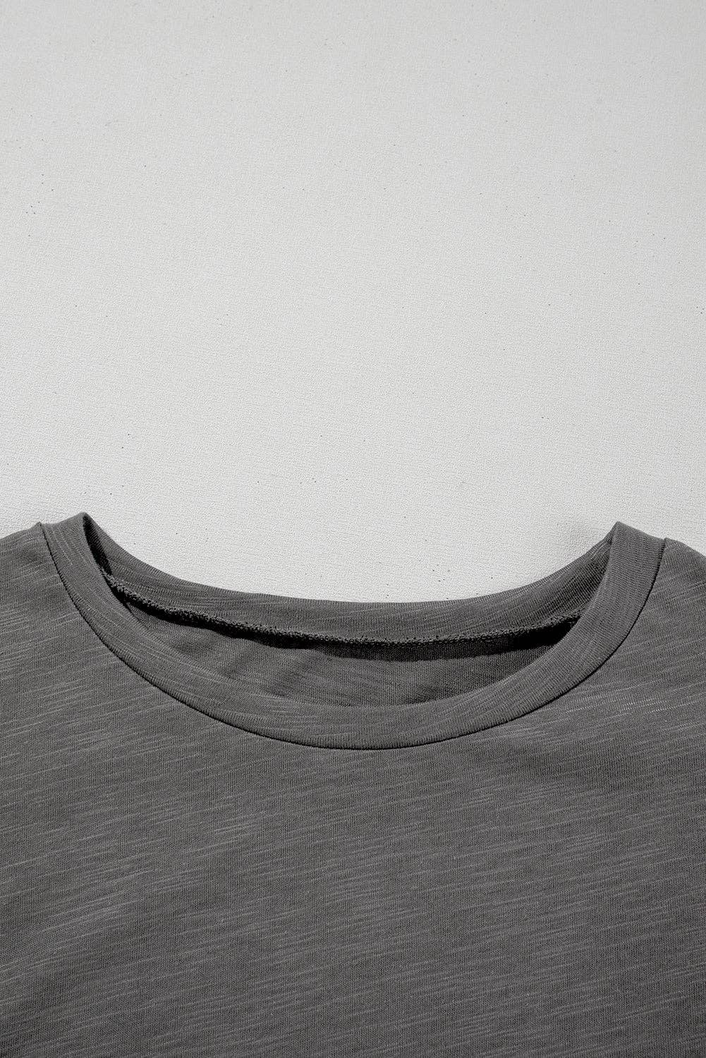 Dark Grey Ruffle Sleeve Tee Casual Summer Top: Dark Grey