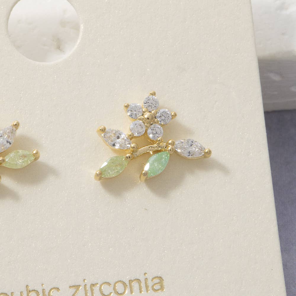 Leaf Flower Cluster Fan Stud Earrings
