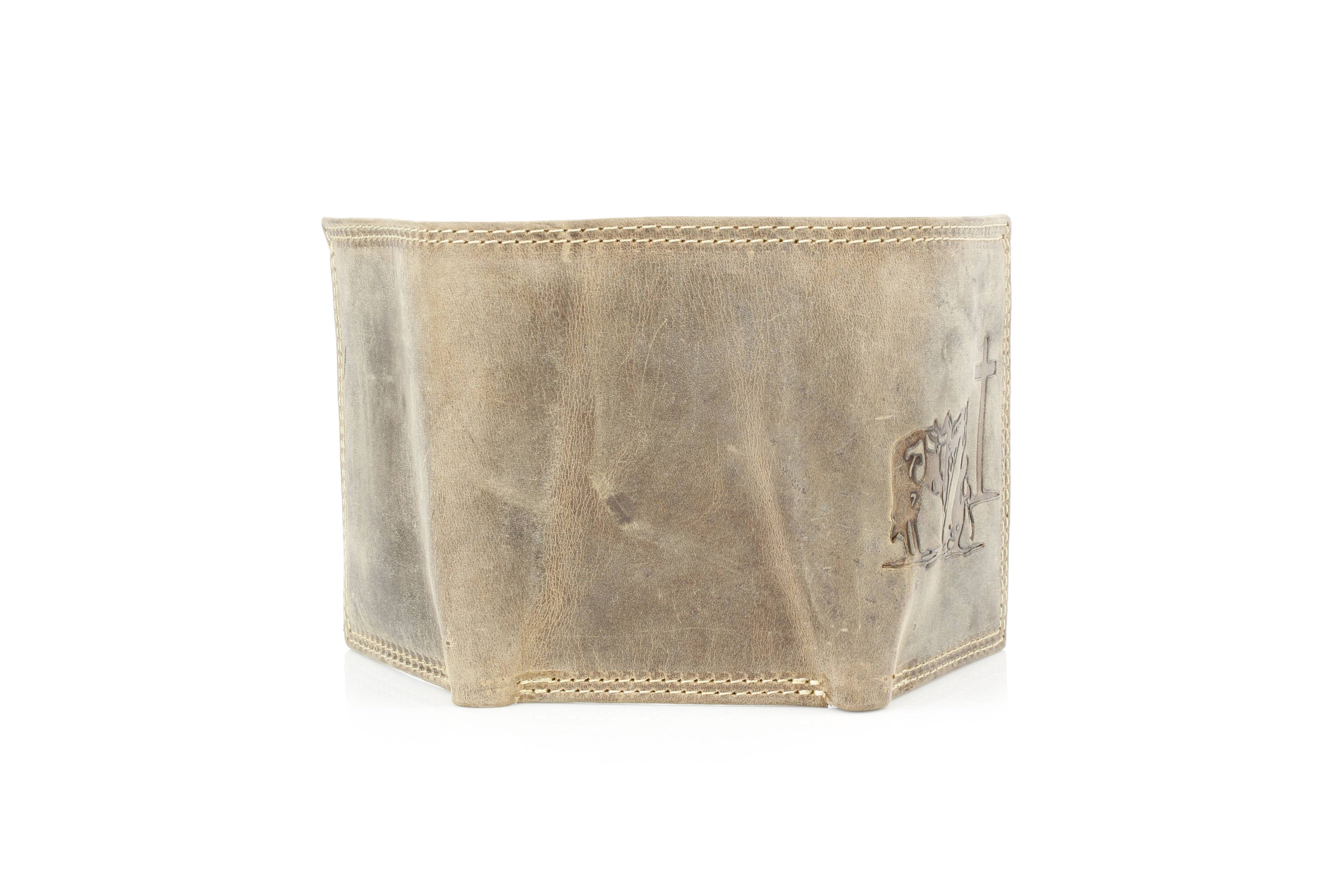 Men’s Tri-Fold Wallet with Cowboy Emboss ABMWVT 04: Brown