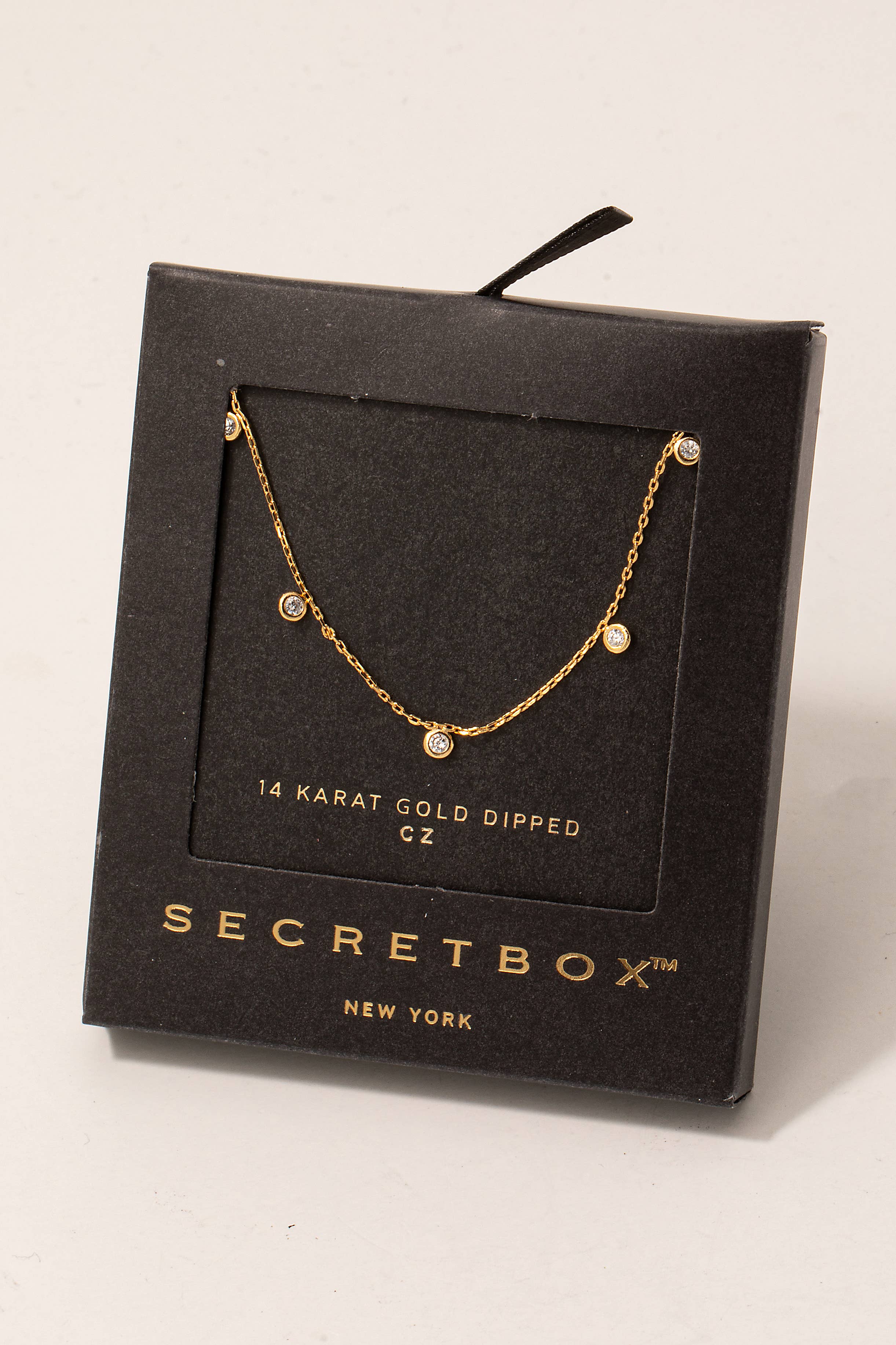 Secret Box Gold Dipped Cz Disc Charms Necklace: GD