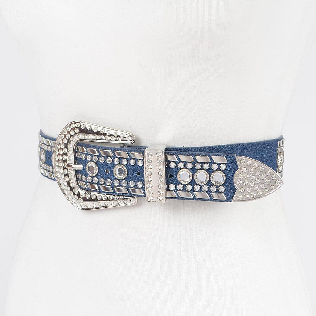 Rhinestone Metal Studded Multi Metal Belt PB8610: LBL