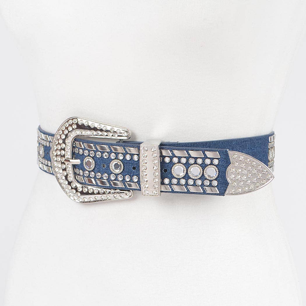 Rhinestone Metal Studded Multi Metal Belt PB8610: LBL