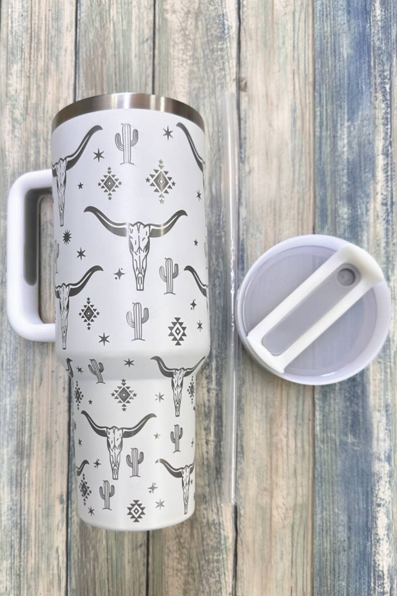 LONGHORN STAINLESS STEEL TUMBLERS CUP 40oz: Turquoise