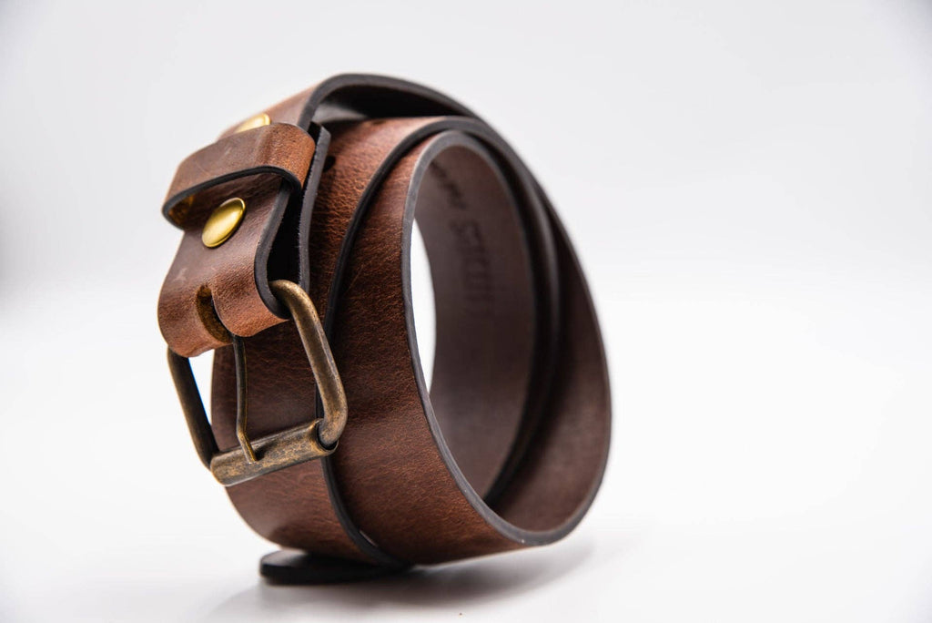 Distressed Leather Belt with Removable Buckle - 1.5in