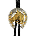 Horseshoe German Silver Bolo Tie with Horse Head