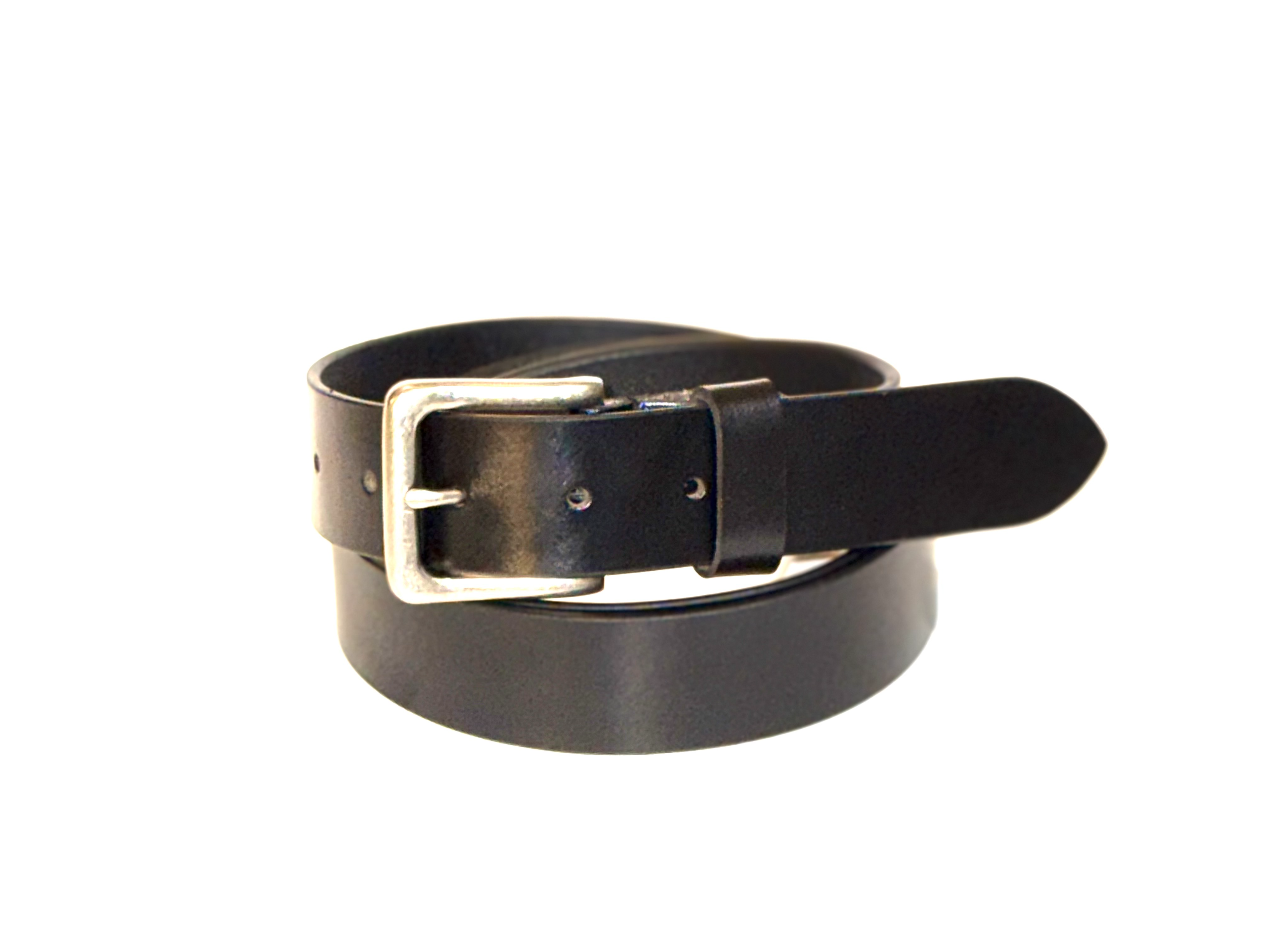 Leather Black Belt with Silver Buckle Jeans: Wide / X-Large
