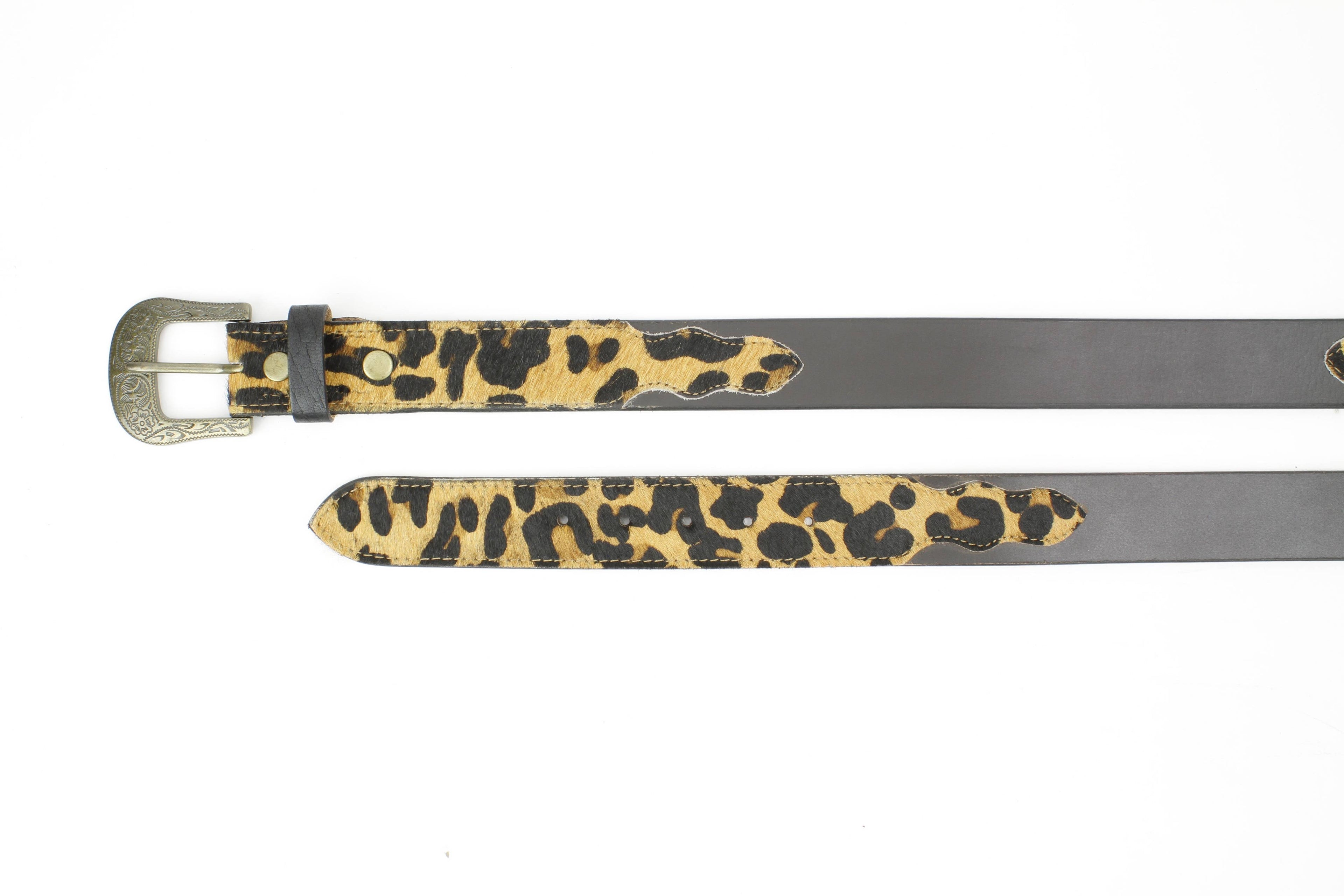 Western Black Leather Belt Hair-on-Hide ABB 14-2633