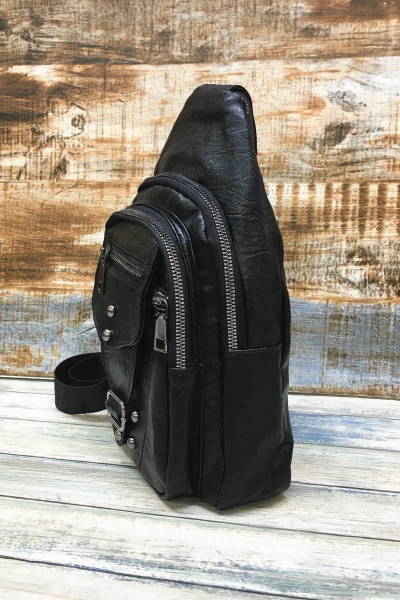 SLING BAG CROSSBODY PURSE : Black