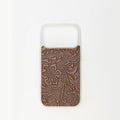 Timber Cut Embossed Leather iPhone 17 Pro Mobile Case: Brown