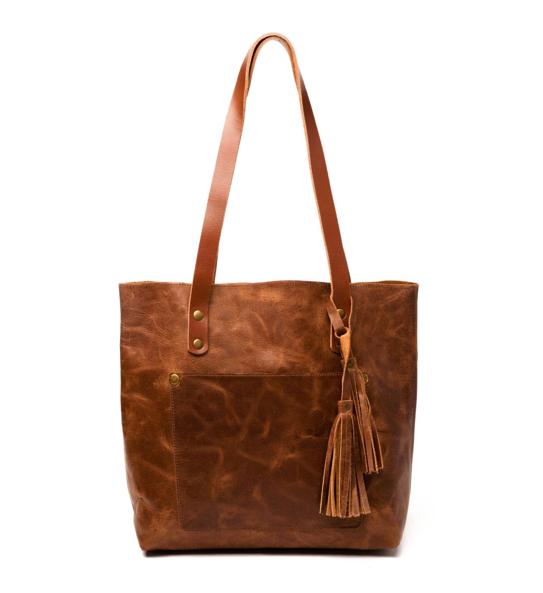 Classic Leather Tote: Saddle Brown