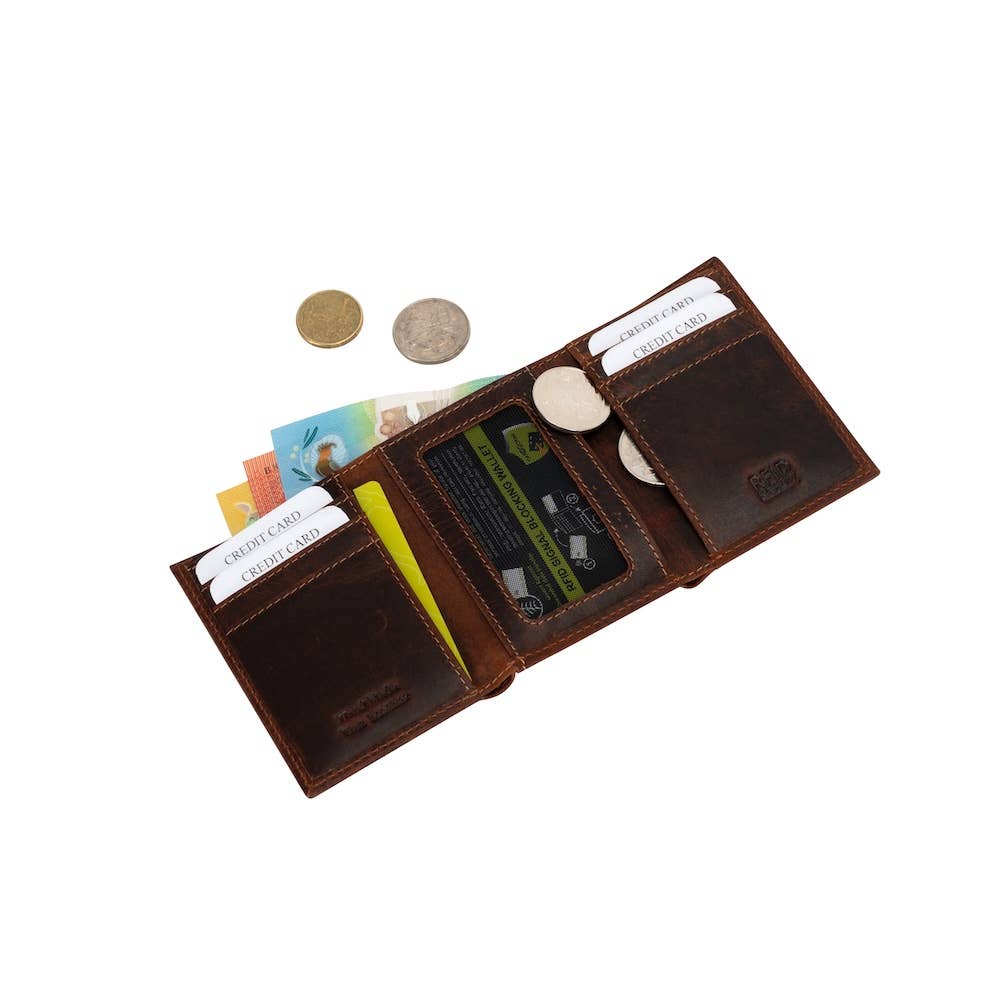 Men’s Tri-Fold RFID Leather Wallet Wellington: Sandal