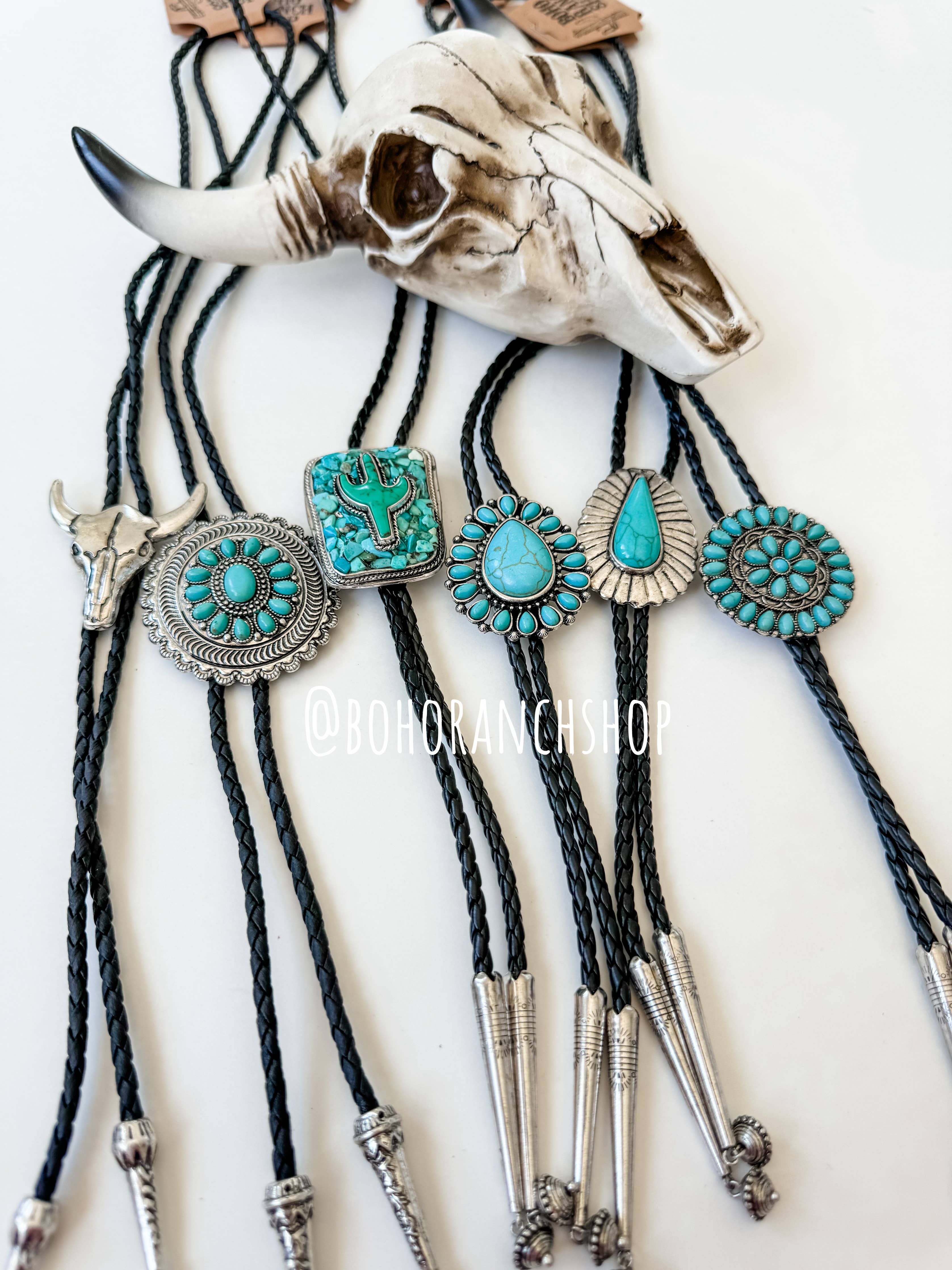 Western Bolo Tie Long Pendant Necklace: STYLE 19