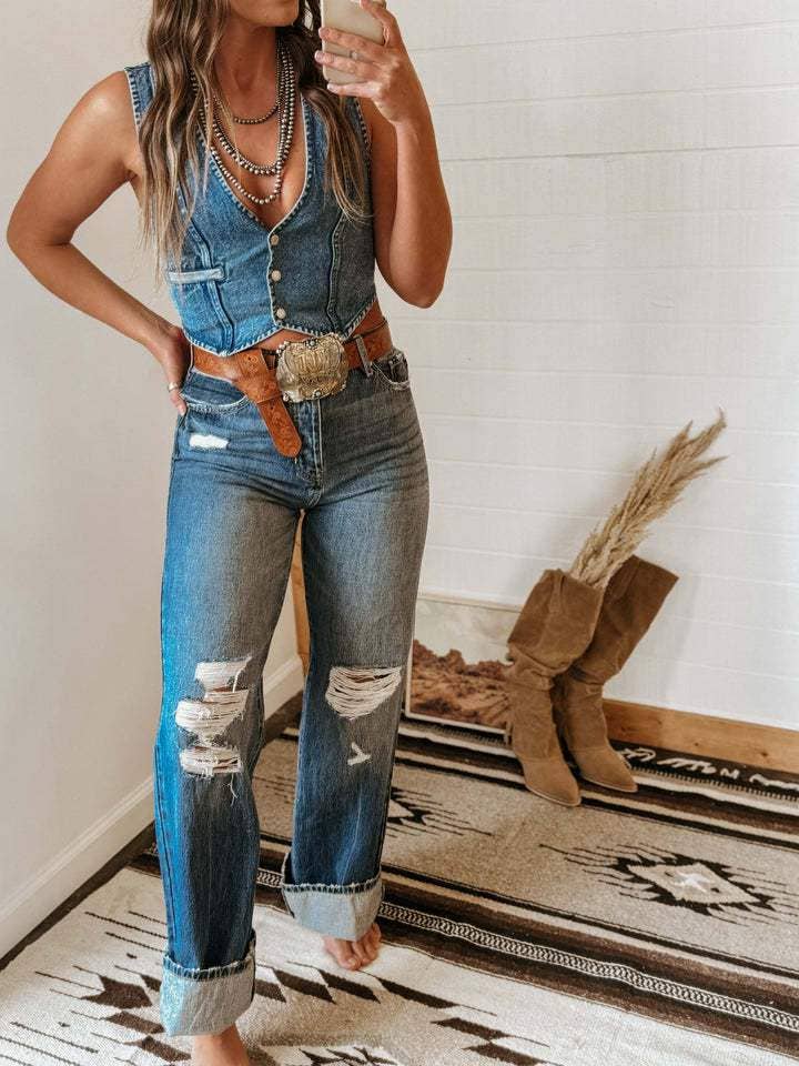 Denim Vest: DARK BLUE