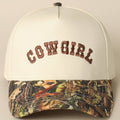 COWGIRL Lettering Embroidery Camo Two-Tone Cap: CAMO-BROWN / ONE SIZE