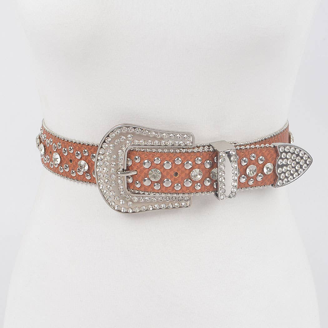 Studded Rhinestone Belt: Black