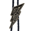 Lightning Bolt Nickel & Black Bolo Tie