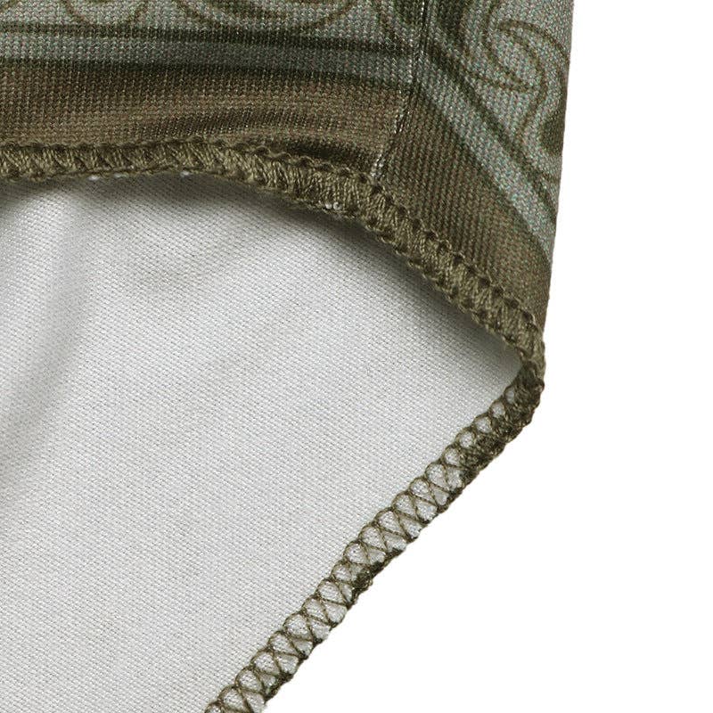 Boho Paisley Strapless Bandeau Handkerchief Top: Army Green / 95%Polyester 5% Elastane / M