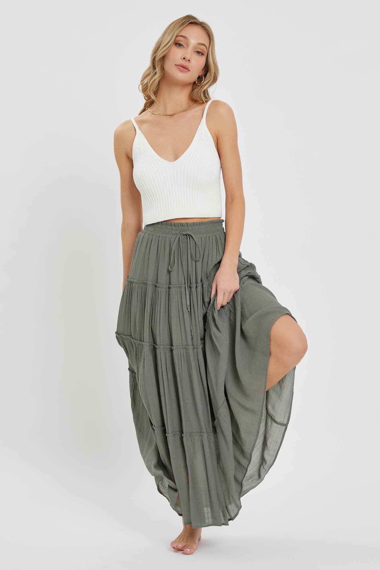 TIERED MAXI SKIRT