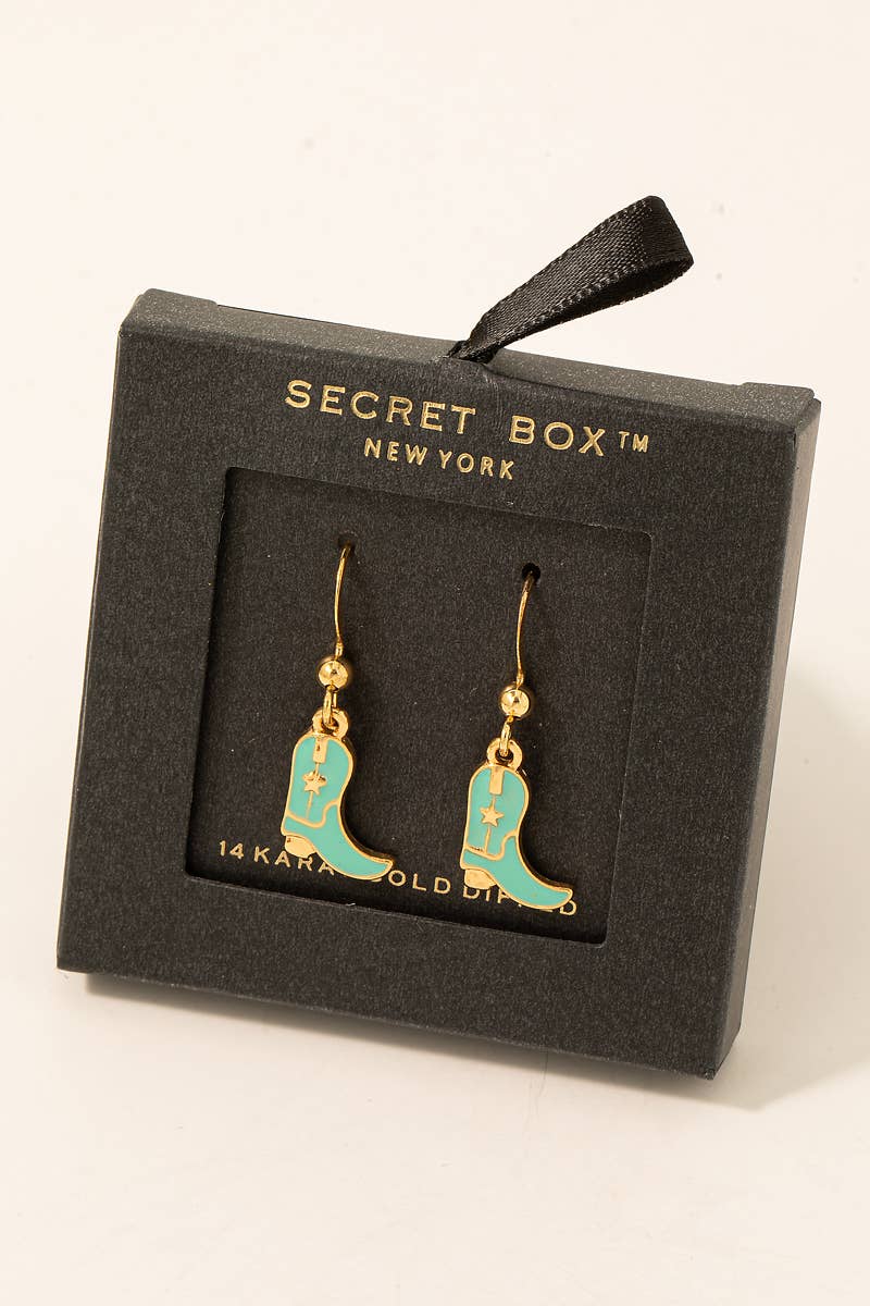 Secret Box Western Cowboy Boot Earrings: TQ
